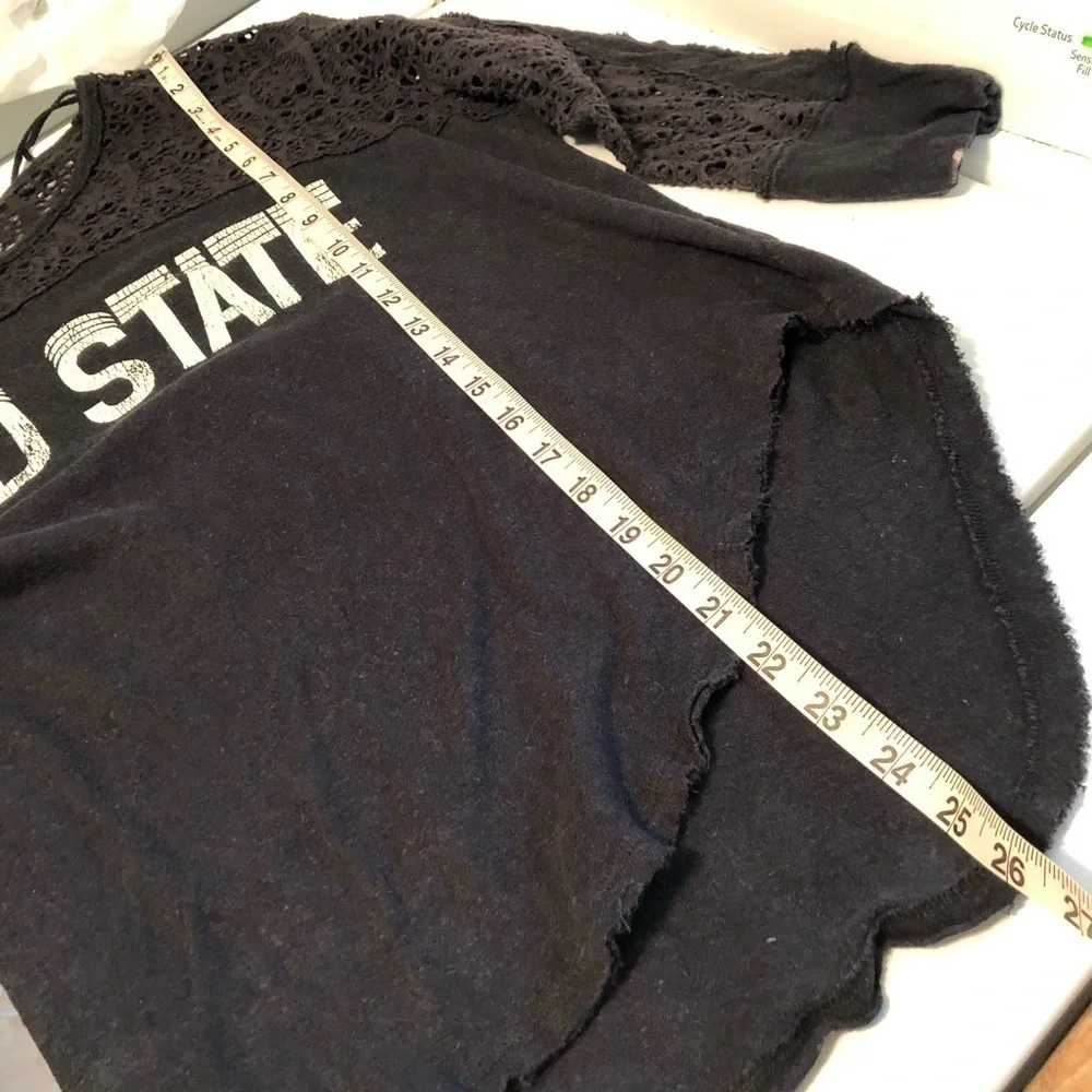 FREE People Gold State Black Crochet Shirt